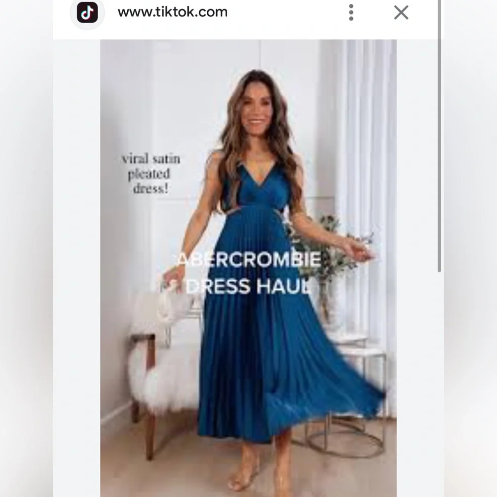 Abercrombie & Fitch Royal Blue Pleated Maxi Dress